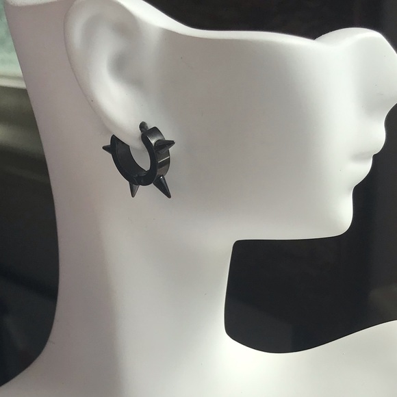 Spiked Huggie Hoops - Picture 3 of 9